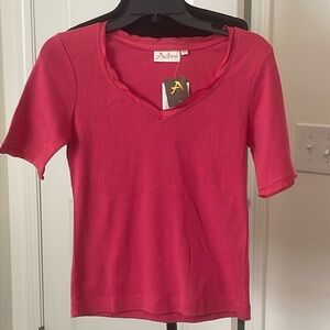 NWT Adini Cotton Cherry Short Sleeve Shirt Size S NWT